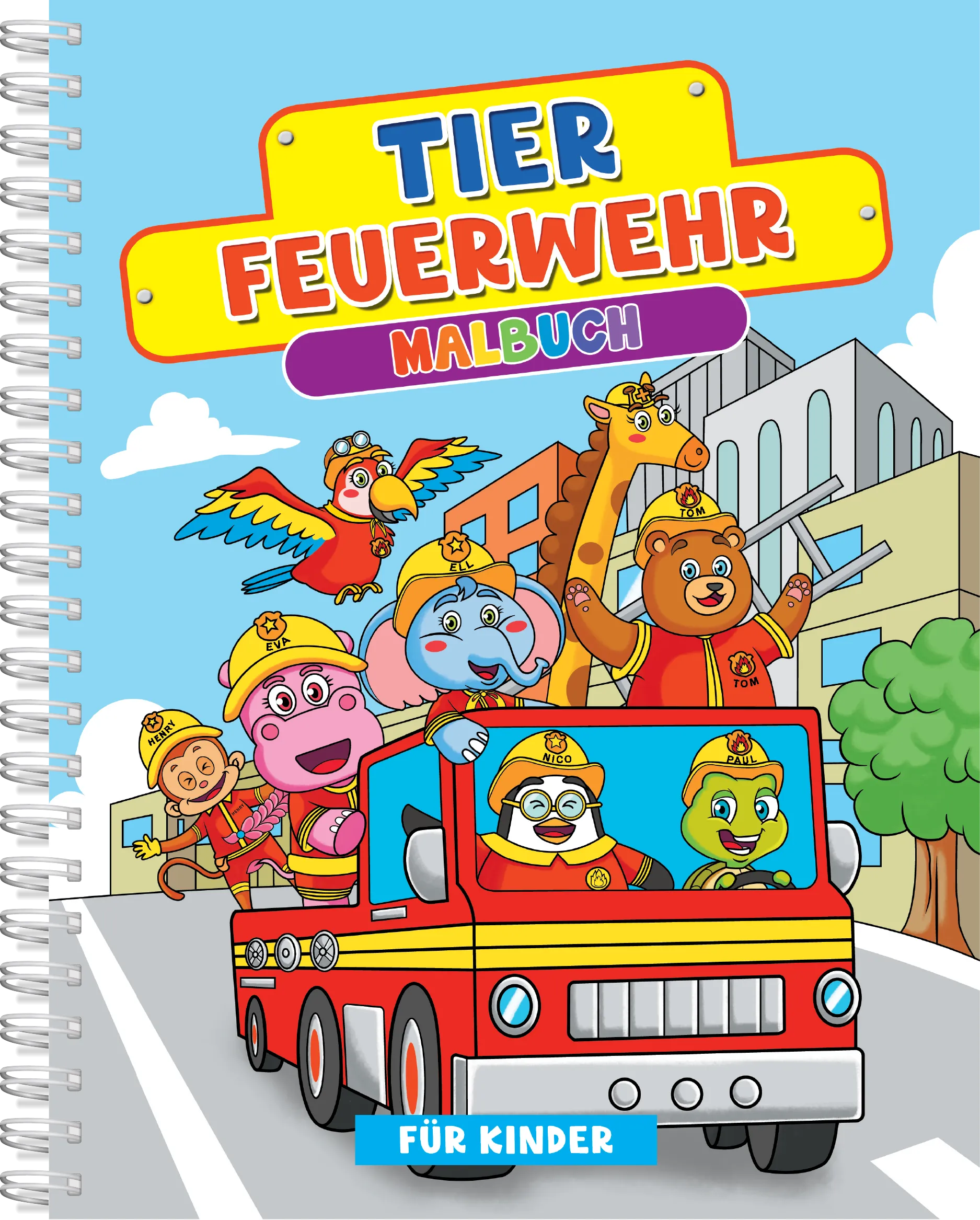 Libro para Colorear de animales bomberos